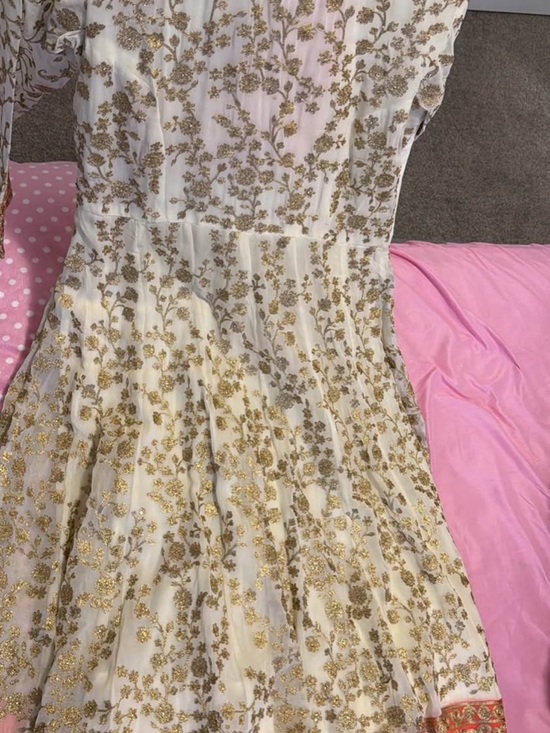 Dresses & Skirts - Ivory Dress with Gold Floral Embroidery